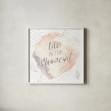 Wonderful World V by Laura Marshall. Shown in a crisp white glass frame for a clean and minimalist style. Available as an archival giclee rolled canvas, fine art paper, or poster print. SKU 37734a.