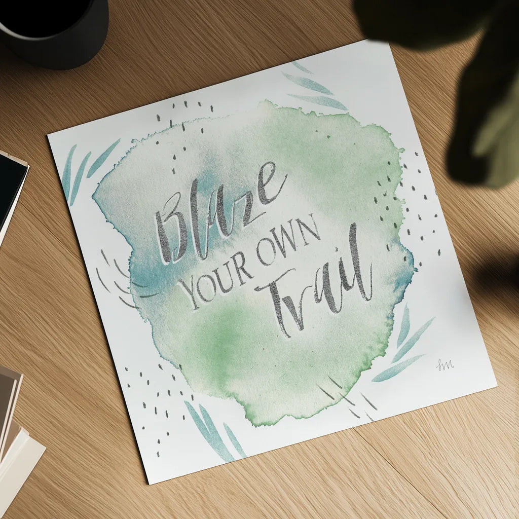 Wonderful World VII Blue Green by Laura Marshall. Shown as a detailed flat fine art print, highlighting archival giclee quality. Available as an archival giclee rolled canvas, fine art paper, or poster print. SKU 42888a.