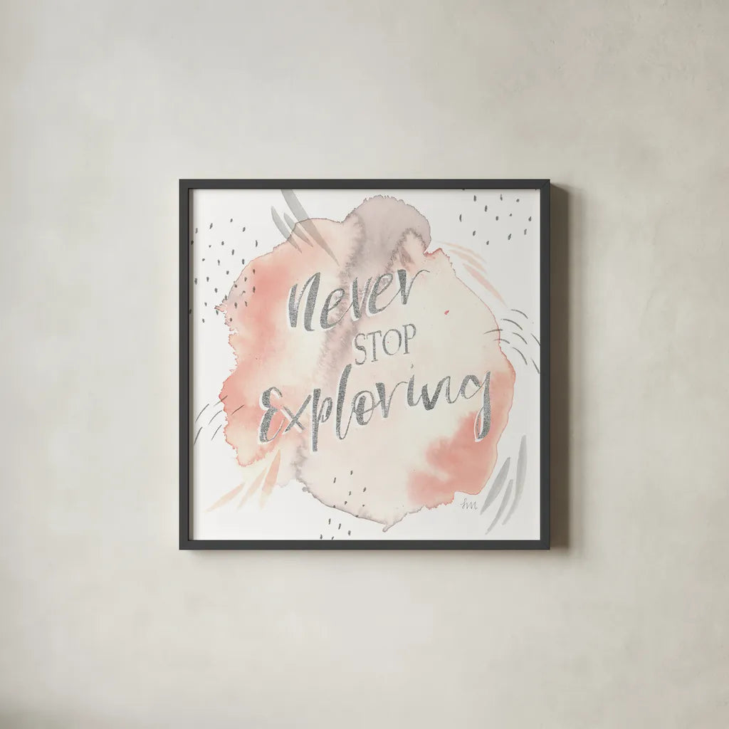 Wonderful World VIII by Laura Marshall. Shown in a sleek black glass frame for a contemporary gallery look. Available as an archival giclee rolled canvas, fine art paper, or poster print. SKU 37737a.