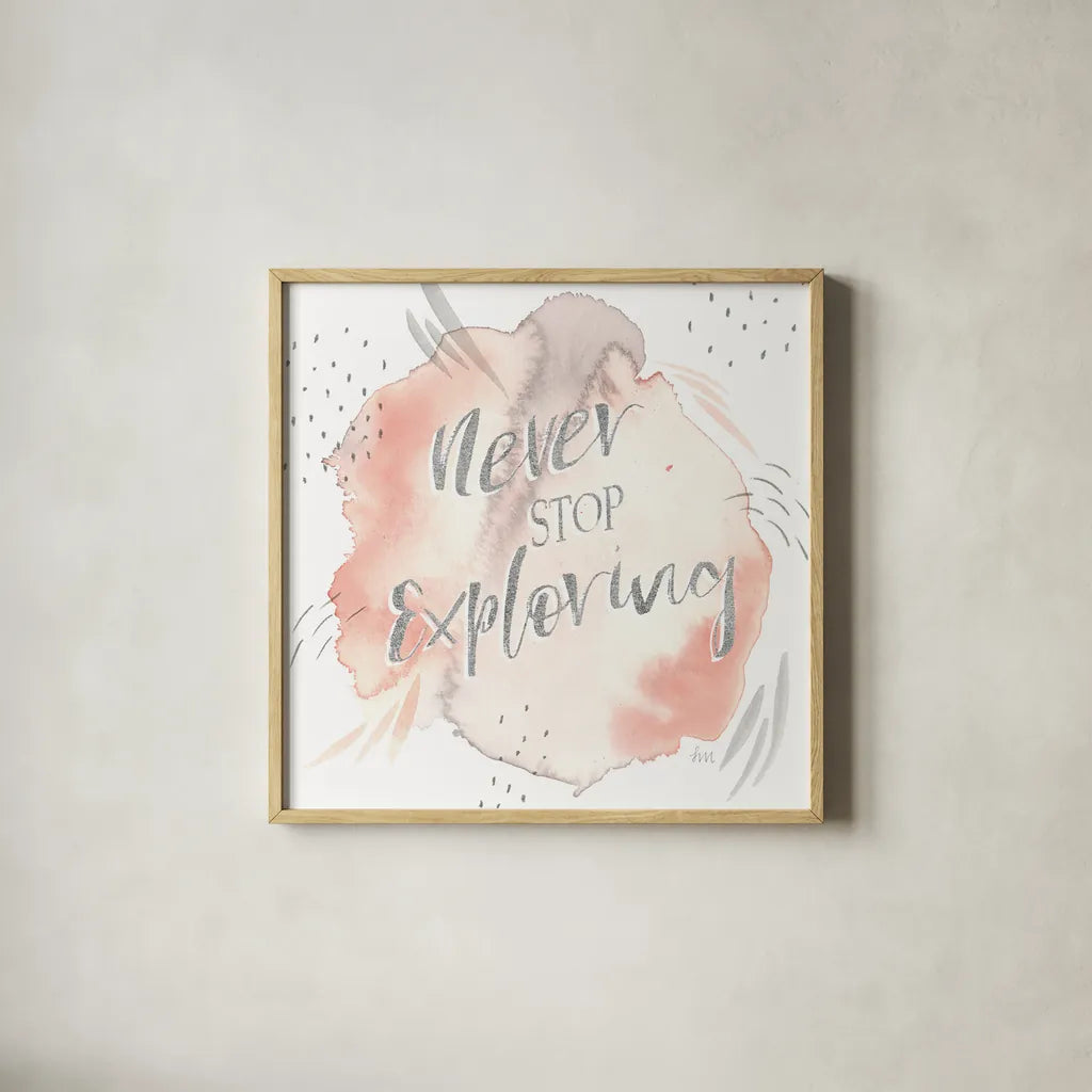 Wonderful World VIII by Laura Marshall. Shown in a natural wood glass frame for a timeless modern aesthetic. Available as an archival giclee rolled canvas, fine art paper, or poster print. SKU 37737a.