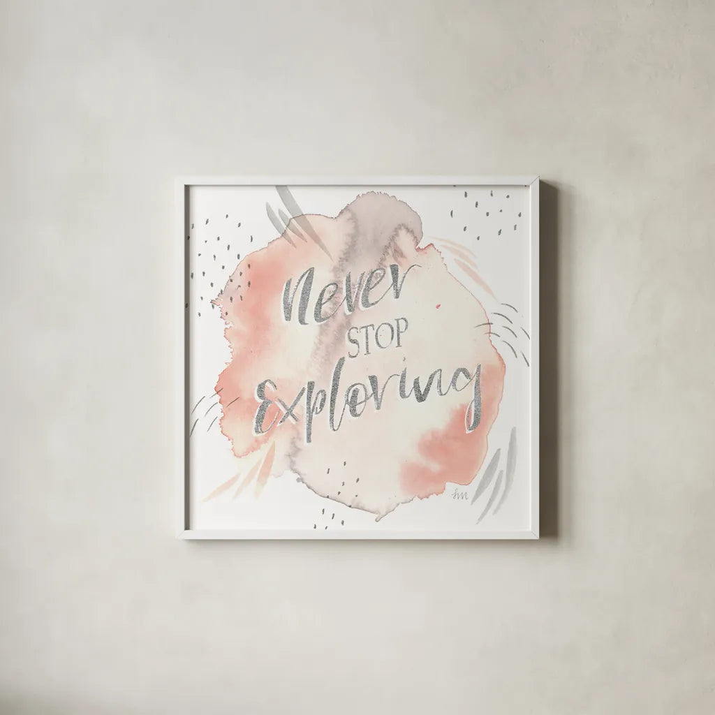 Wonderful World VIII by Laura Marshall. Shown in a crisp white glass frame for a clean and minimalist style. Available as an archival giclee rolled canvas, fine art paper, or poster print. SKU 37737a.