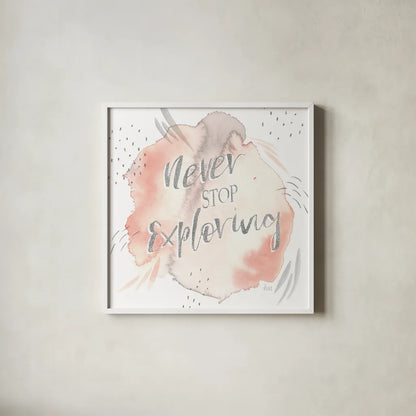 Wonderful World VIII by Laura Marshall. Shown in a crisp white glass frame for a clean and minimalist style. Available as an archival giclee rolled canvas, fine art paper, or poster print. SKU 37737a.