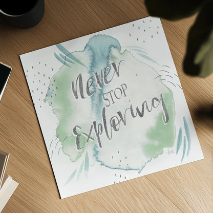 Wonderful World VIII Blue Green by Laura Marshall. Shown as a detailed flat fine art print, highlighting archival giclee quality. Available as an archival giclee rolled canvas, fine art paper, or poster print. SKU 42889a.