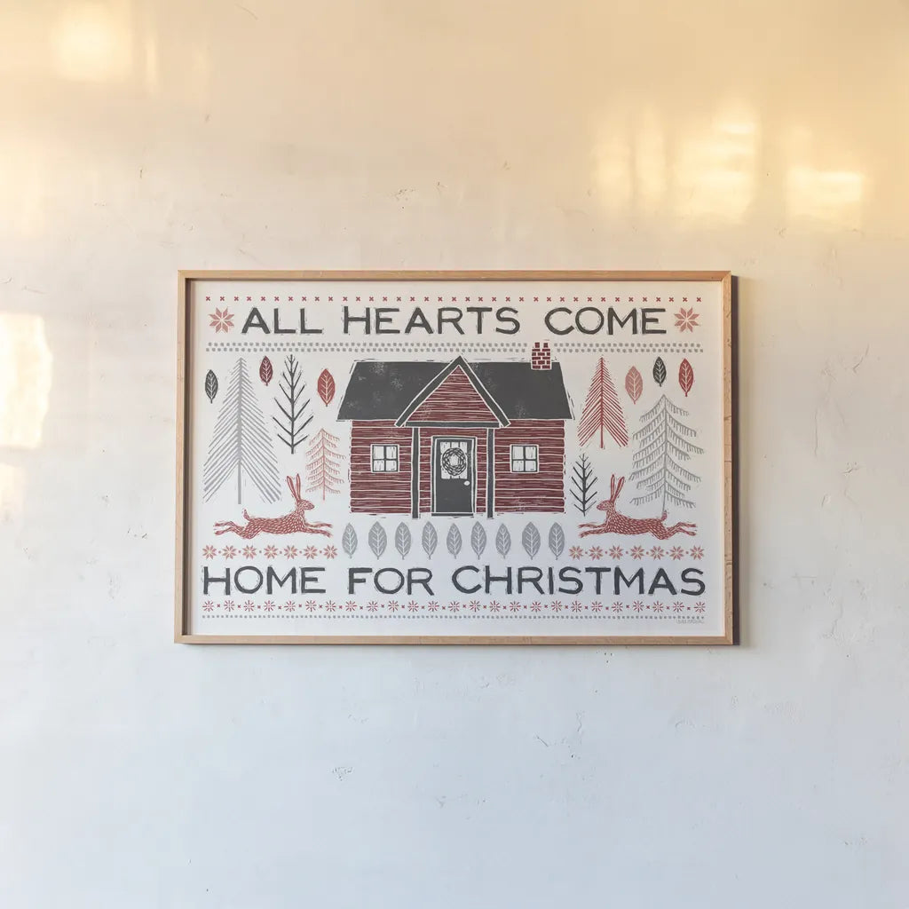 Woodcut Wonderland I by Laura Marshall. shown as a paper print in a natural frame. Available as a archival giclee rolled canvas, fine art paper, or poster print. SKU 66814i.