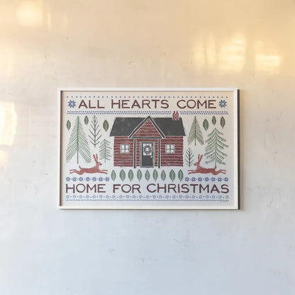 Woodcut Wonderland I Red by Laura Marshall. shown as a paper print in a white frame. Available as a archival giclee rolled canvas, fine art paper, or poster print. SKU 67527i.