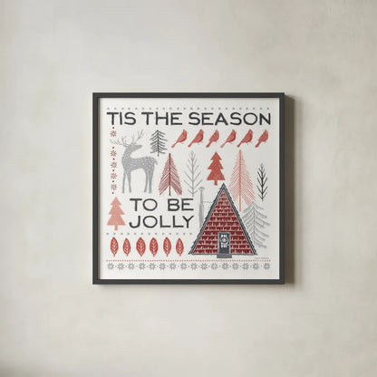 Woodcut Wonderland II by Laura Marshall. Shown in a sleek black glass frame for a contemporary gallery look. Available as an archival giclee rolled canvas, fine art paper, or poster print. SKU 66815a.