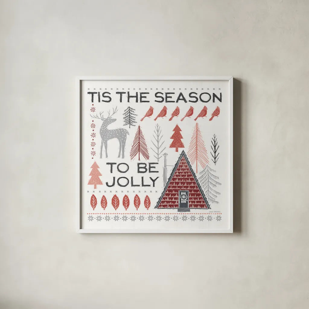 Woodcut Wonderland II by Laura Marshall. Shown in a crisp white glass frame for a clean and minimalist style. Available as an archival giclee rolled canvas, fine art paper, or poster print. SKU 66815a.