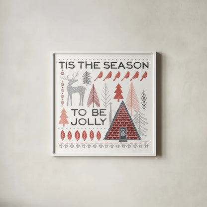 Woodcut Wonderland II by Laura Marshall. Shown in a crisp white glass frame for a clean and minimalist style. Available as an archival giclee rolled canvas, fine art paper, or poster print. SKU 66815a.