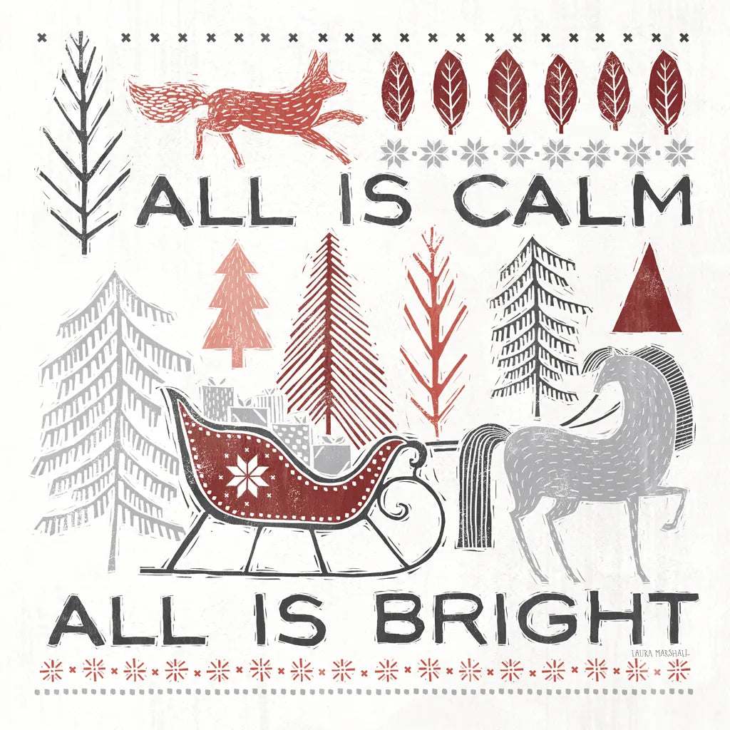 Woodcut Wonderland III by Laura Marshall. SKU 66816a. Archival Giclee Fine art print for wall decor.