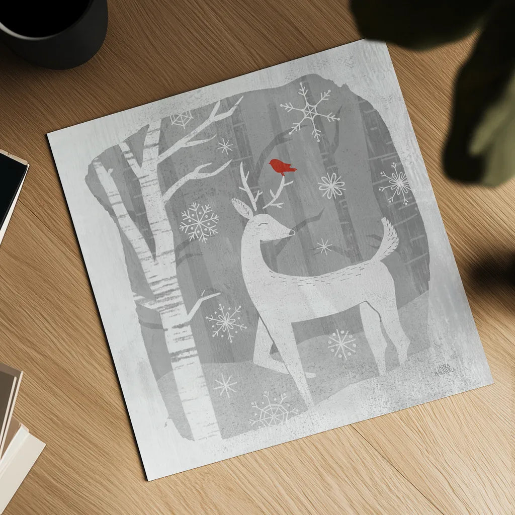 Woodland Creature I by Laura Marshall. Shown as a detailed flat fine art print, highlighting archival giclee quality. Available as an archival giclee rolled canvas, fine art paper, or poster print. SKU 57217a.