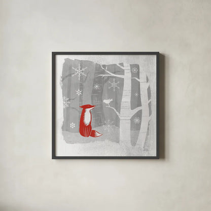 Woodland Creature II by Laura Marshall. Shown in a sleek black glass frame for a contemporary gallery look. Available as an archival giclee rolled canvas, fine art paper, or poster print. SKU 57218a.