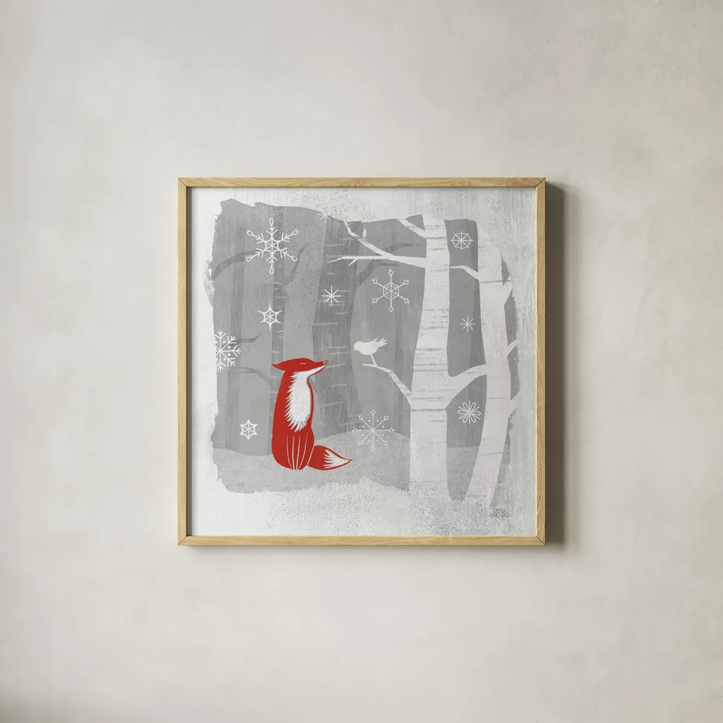 Woodland Creature II by Laura Marshall. Shown in a natural wood glass frame for a timeless modern aesthetic. Available as an archival giclee rolled canvas, fine art paper, or poster print. SKU 57218a.