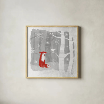 Woodland Creature II by Laura Marshall. Shown in a natural wood glass frame for a timeless modern aesthetic. Available as an archival giclee rolled canvas, fine art paper, or poster print. SKU 57218a.