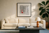 Woodland Creature II by Laura Marshall. Displayed in a glass frame with matte in a clean modern living room. Available as an archival giclee rolled canvas, fine art paper, or poster print. SKU 57218a.