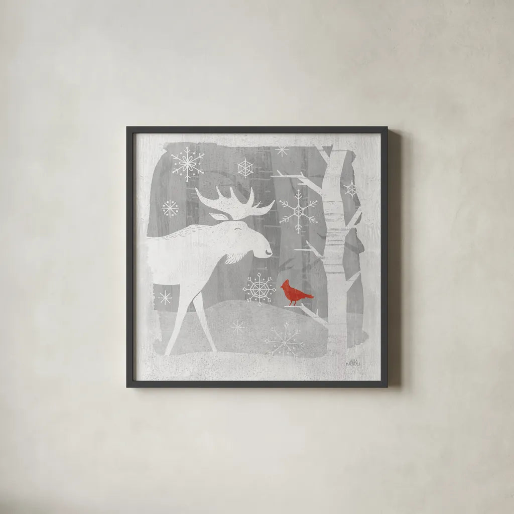 Woodland Creature III by Laura Marshall. Shown in a sleek black glass frame for a contemporary gallery look. Available as an archival giclee rolled canvas, fine art paper, or poster print. SKU 57219a.