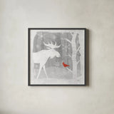 Woodland Creature III by Laura Marshall. Shown in a sleek black glass frame for a contemporary gallery look. Available as an archival giclee rolled canvas, fine art paper, or poster print. SKU 57219a.