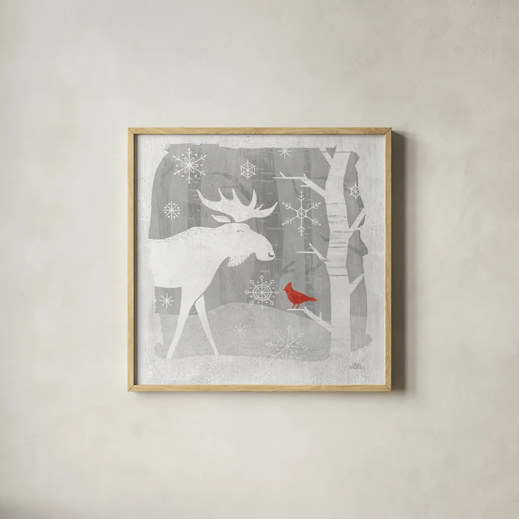 Woodland Creature III by Laura Marshall. Shown in a natural wood glass frame for a timeless modern aesthetic. Available as an archival giclee rolled canvas, fine art paper, or poster print. SKU 57219a.