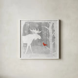 Woodland Creature III by Laura Marshall. Shown in a crisp white glass frame for a clean and minimalist style. Available as an archival giclee rolled canvas, fine art paper, or poster print. SKU 57219a.