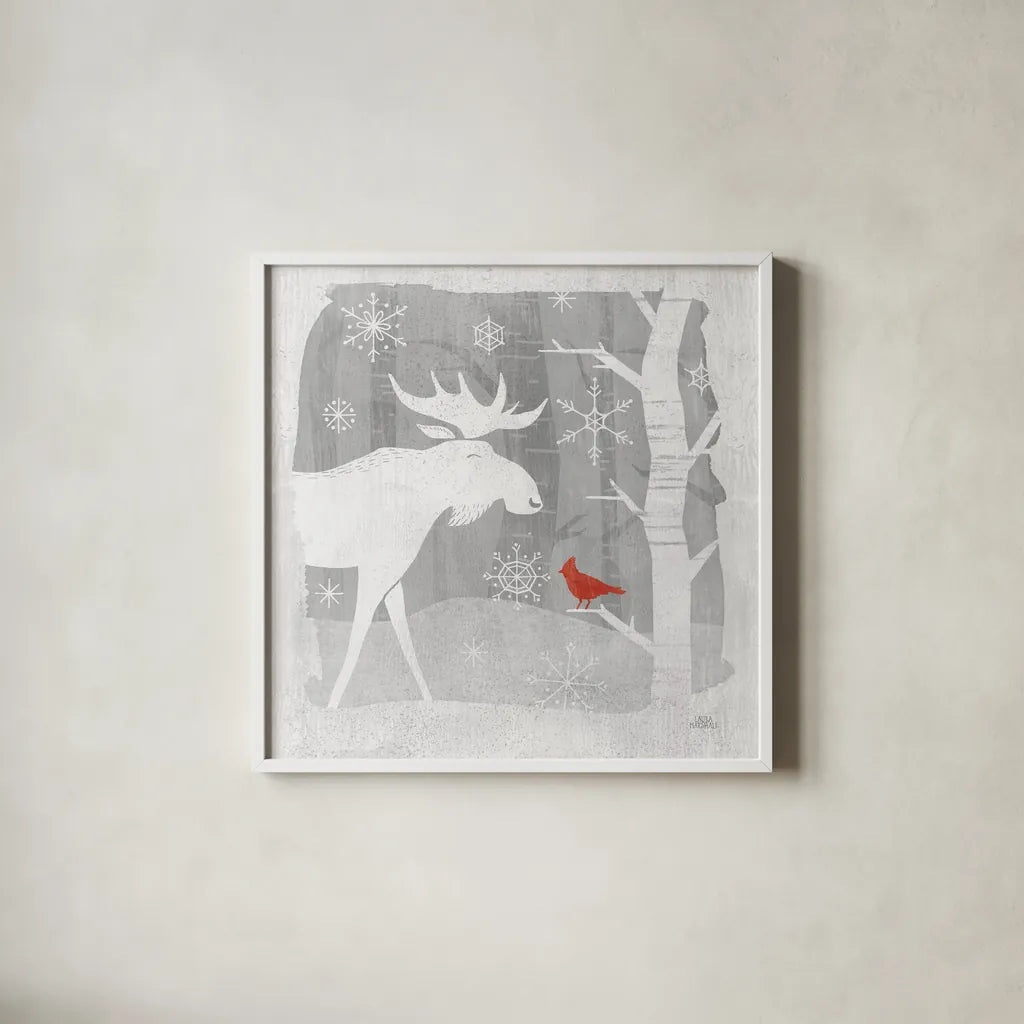 Woodland Creature III by Laura Marshall. Shown in a crisp white glass frame for a clean and minimalist style. Available as an archival giclee rolled canvas, fine art paper, or poster print. SKU 57219a.