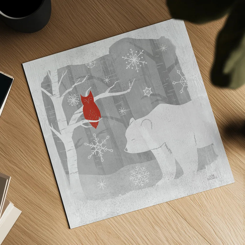 Woodland Creature IV by Laura Marshall. Shown as a detailed flat fine art print, highlighting archival giclee quality. Available as an archival giclee rolled canvas, fine art paper, or poster print. SKU 57220a.