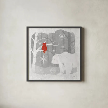 Woodland Creature IV by Laura Marshall. Shown in a sleek black glass frame for a contemporary gallery look. Available as an archival giclee rolled canvas, fine art paper, or poster print. SKU 57220a.