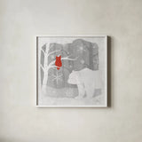Woodland Creature IV by Laura Marshall. Shown in a crisp white glass frame for a clean and minimalist style. Available as an archival giclee rolled canvas, fine art paper, or poster print. SKU 57220a.