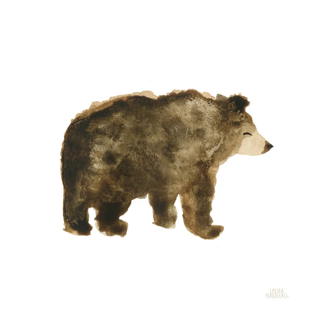 Woodland Whimsy Bear by Laura Marshall. SKU 58880a. Archival Giclee Fine art print for wall decor.