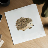 Woodland Whimsy Hedgehog by Laura Marshall. Shown as a detailed flat fine art print, highlighting archival giclee quality. Available as an archival giclee rolled canvas, fine art paper, or poster print. SKU 58882a.