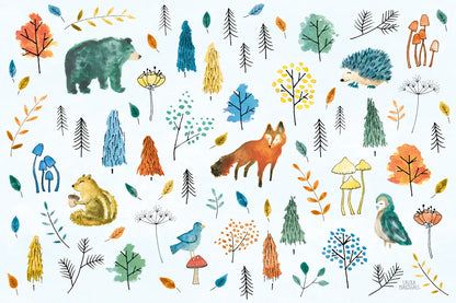 Woodland Whimsy XI Bright by Laura Marshall. SKU 58804i. Archival Giclee Fine art print for wall decor.