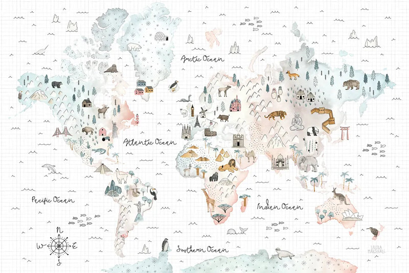 World Traveler I by Laura Marshall. SKU 45640i. Archival Giclee Fine art print for wall decor.