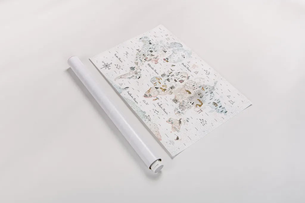 World Traveler I Dot BG by Laura Marshall. shown as a rolled paper print. Available as archival giclee rolled canvas, fine art paper, or poster print. SKU 50553i.