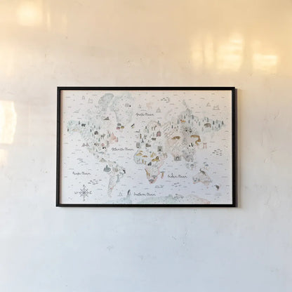 World Traveler I Dot BG by Laura Marshall. shown as a paper print in a black flame. Available as a archival giclee rolled canvas, fine art paper, or poster print. SKU 50553i.