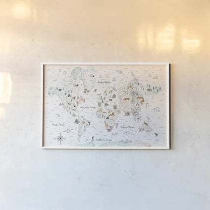World Traveler I Dot BG by Laura Marshall. shown as a paper print in a white frame. Available as a archival giclee rolled canvas, fine art paper, or poster print. SKU 50553i.