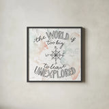 World Traveler II by Laura Marshall. Shown in a sleek black glass frame for a contemporary gallery look. Available as an archival giclee rolled canvas, fine art paper, or poster print. SKU 45641a.