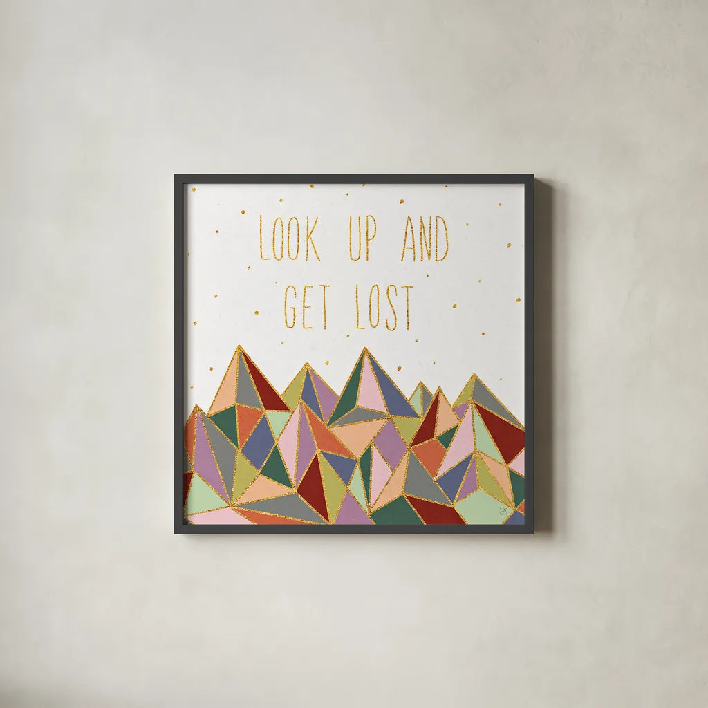 Written in the Stars II on White by Laura Marshall. Shown in a sleek black glass frame for a contemporary gallery look. Available as an archival giclee rolled canvas, fine art paper, or poster print. SKU 22861a.