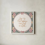 Yuletide Greetings III v2 by Laura Marshall. Shown in a crisp white glass frame for a clean and minimalist style. Available as an archival giclee rolled canvas, fine art paper, or poster print. SKU 103613a.