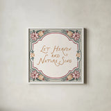Yuletide Greetings IV v2 by Laura Marshall. Shown in a crisp white glass frame for a clean and minimalist style. Available as an archival giclee rolled canvas, fine art paper, or poster print. SKU 103614a.