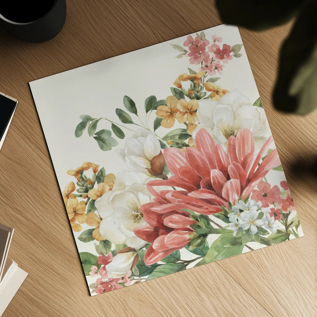 Amber Blossoms II by Leslie Trimbach. Shown as a detailed flat fine art print, highlighting archival giclee quality. Available as an archival giclee rolled canvas, fine art paper, or poster print. SKU 99301a.