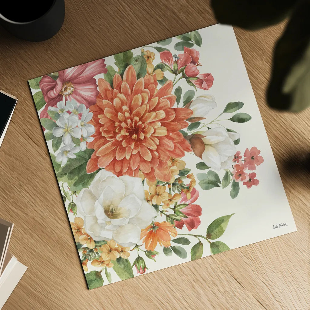 Amber Blossoms III by Leslie Trimbach. Shown as a detailed flat fine art print, highlighting archival giclee quality. Available as an archival giclee rolled canvas, fine art paper, or poster print. SKU 99302a.