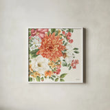 Amber Blossoms III by Leslie Trimbach. Shown in a crisp white glass frame for a clean and minimalist style. Available as an archival giclee rolled canvas, fine art paper, or poster print. SKU 99302a.