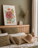 Amber Blossoms VI by Leslie Trimbach. shown as a paper print in a natural frame. Available as a archival giclee rolled canvas, fine art paper, or poster print. SKU 99305h.