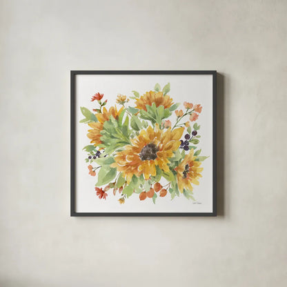 Autumn Breeze V by Leslie Trimbach. Shown in a sleek black glass frame for a contemporary gallery look. Available as an archival giclee rolled canvas, fine art paper, or poster print. SKU 84503a.