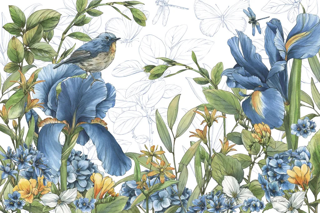 Blue Botanica I by Leslie Trimbach. SKU 100414i. Archival Giclee Fine art print for wall decor.