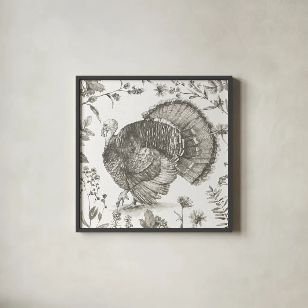Bountiful Harvest I Sketch by Leslie Trimbach. Shown in a sleek black glass frame for a contemporary gallery look. Available as an archival giclee rolled canvas, fine art paper, or poster print. SKU 91341a.