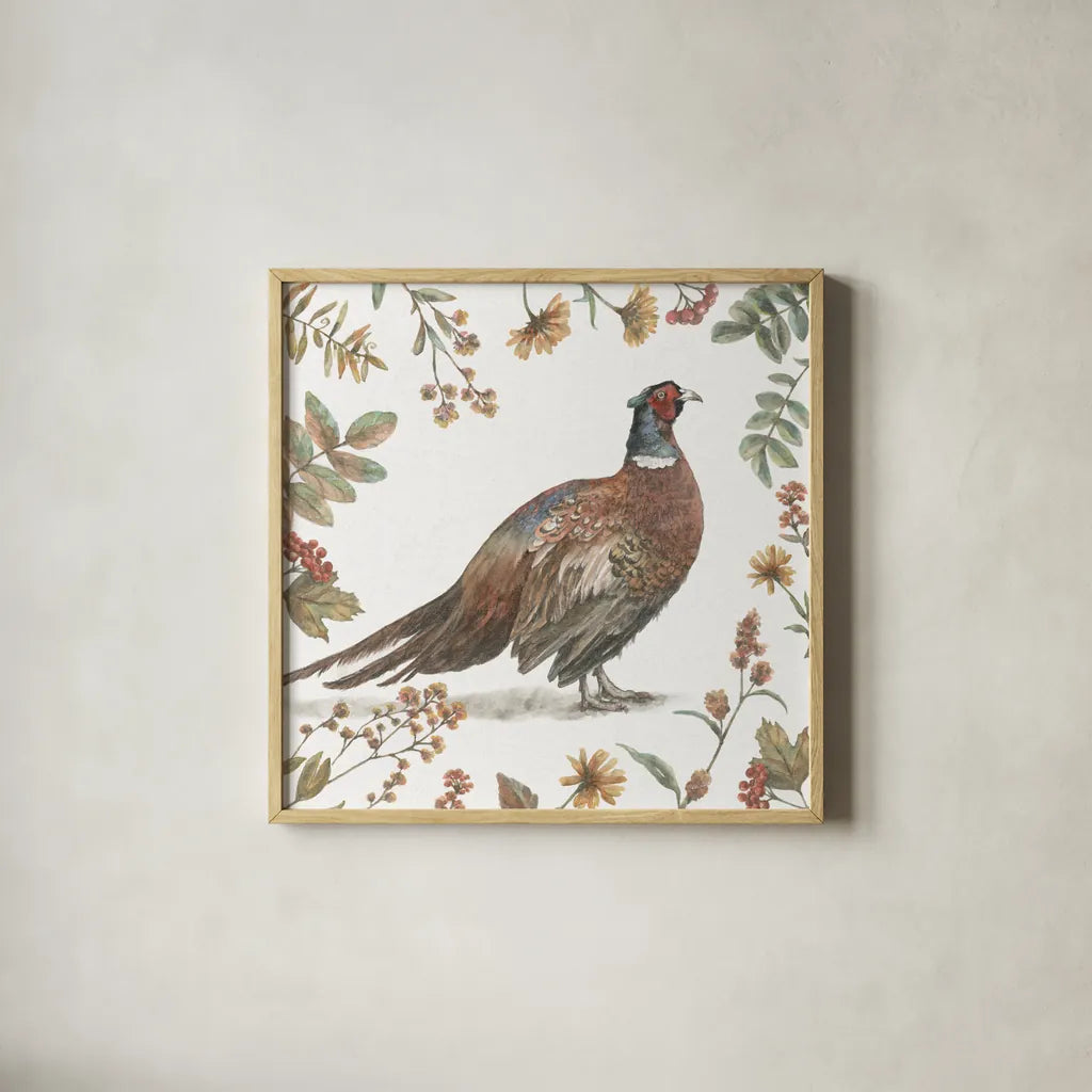 Bountiful Harvest II by Leslie Trimbach. Shown in a natural wood glass frame for a timeless modern aesthetic. Available as an archival giclee rolled canvas, fine art paper, or poster print. SKU 91337a.