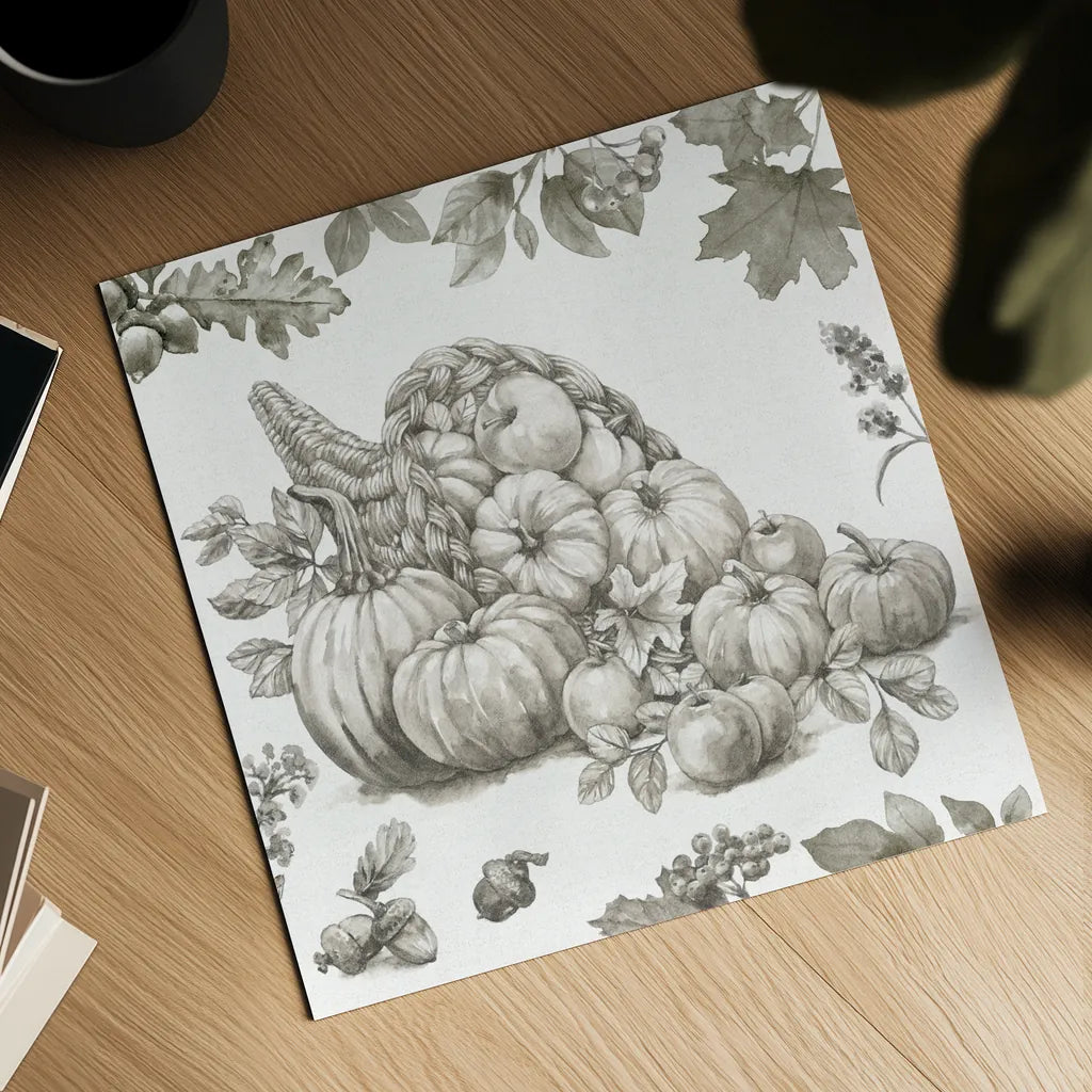 Bountiful Harvest III Sketch by Leslie Trimbach. Shown as a detailed flat fine art print, highlighting archival giclee quality. Available as an archival giclee rolled canvas, fine art paper, or poster print. SKU 91343a.