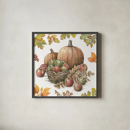 Bountiful Harvest IV by Leslie Trimbach. Shown in a sleek black glass frame for a contemporary gallery look. Available as an archival giclee rolled canvas, fine art paper, or poster print. SKU 91339a.