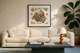 Bountiful Harvest IV by Leslie Trimbach. Displayed in a glass frame with matte in a clean modern living room. Available as an archival giclee rolled canvas, fine art paper, or poster print. SKU 91339a.
