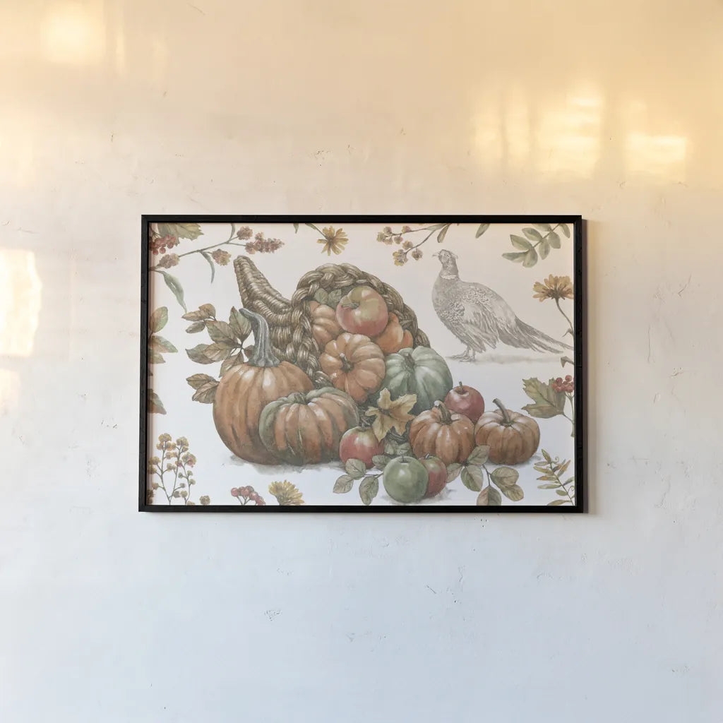 Bountiful Harvest V by Leslie Trimbach. shown as a paper print in a black flame. Available as a archival giclee rolled canvas, fine art paper, or poster print. SKU 91340i.