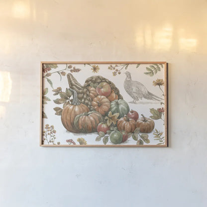 Bountiful Harvest V by Leslie Trimbach. shown as a paper print in a natural frame. Available as a archival giclee rolled canvas, fine art paper, or poster print. SKU 91340i.